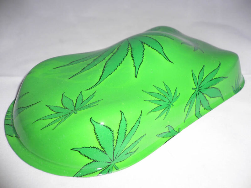hemp leaf over bright green
