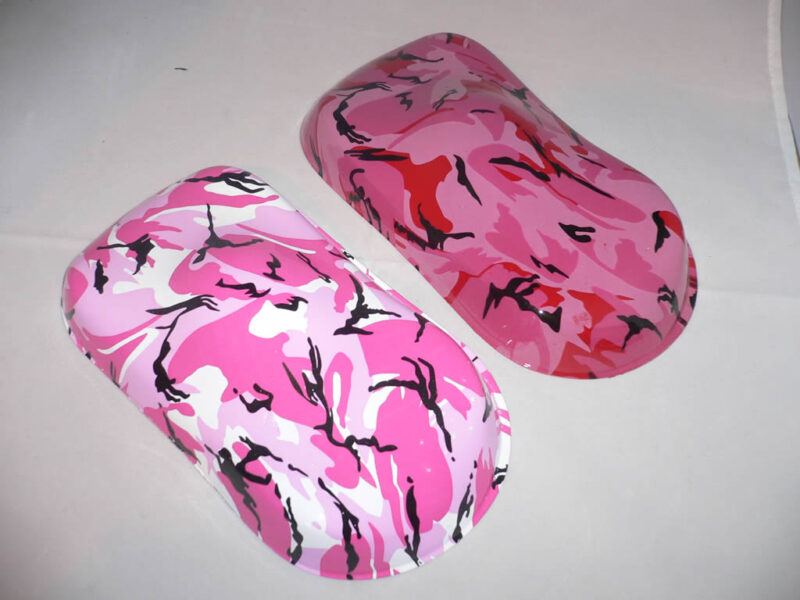 Pink camo over white base and red base