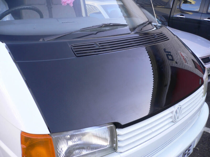 VW transporter carbon dipped bonnet over