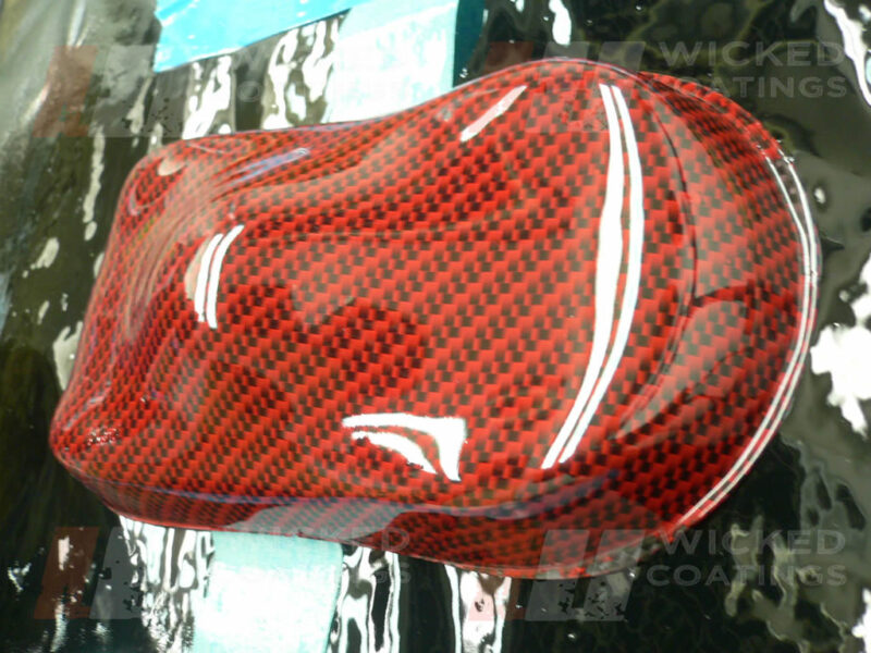 black weave over red base