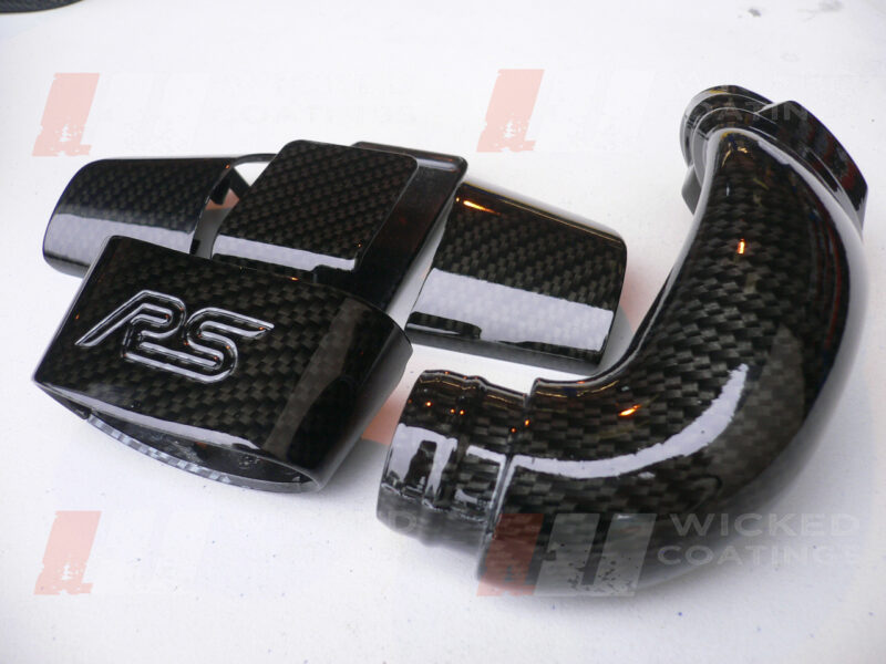 Ford Focus RS mk2 steering wheel trims & engine pipe- carbon dipped