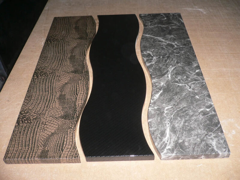 Marble, Carbon and Crocodile skin dipped chest of draw fronts