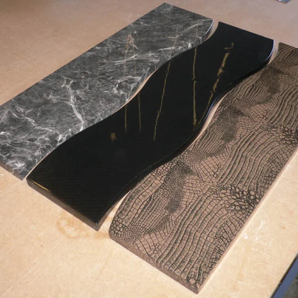 Marble, Carbon and Crocodile skin dipped chest of draw fronts