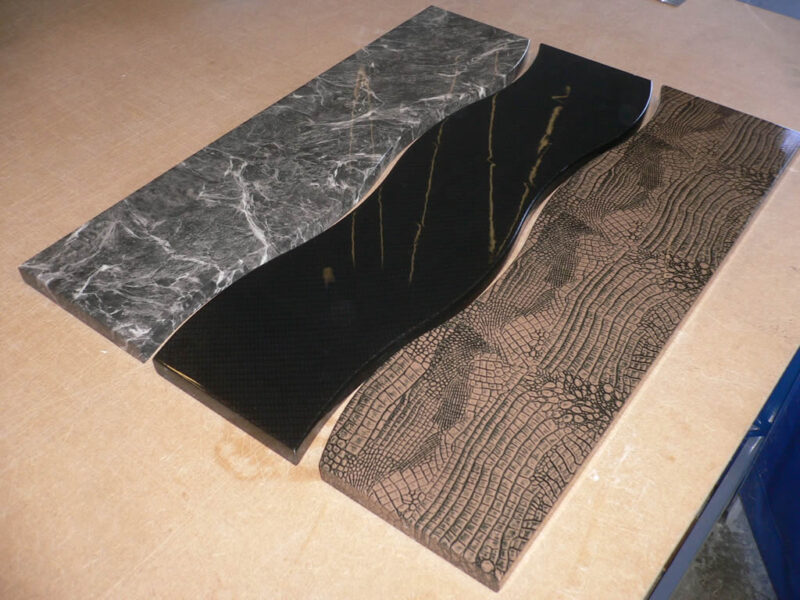 Marble, Carbon and Crocodile skin dipped chest of draw fronts
