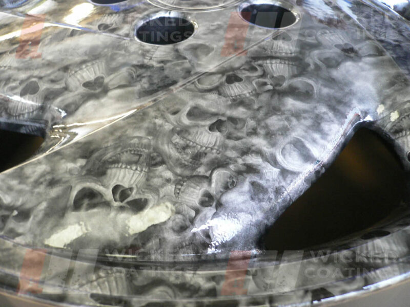 Car wheel dipped in reaper