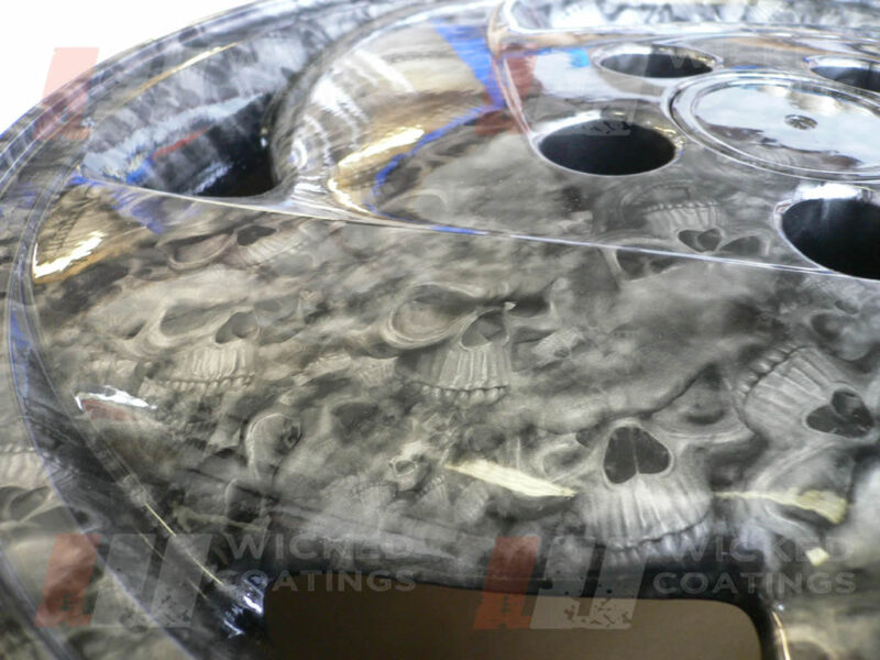 Car wheel dipped in reaper