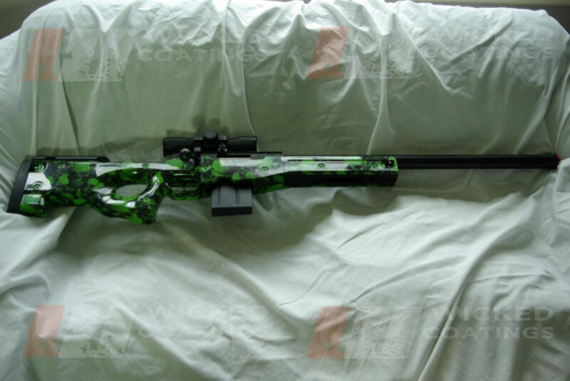 Skull water transfer printing on a bright green base
