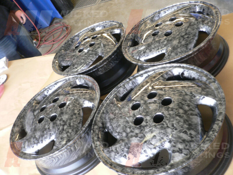 A set of 'Reaper' water transfer printed wheels