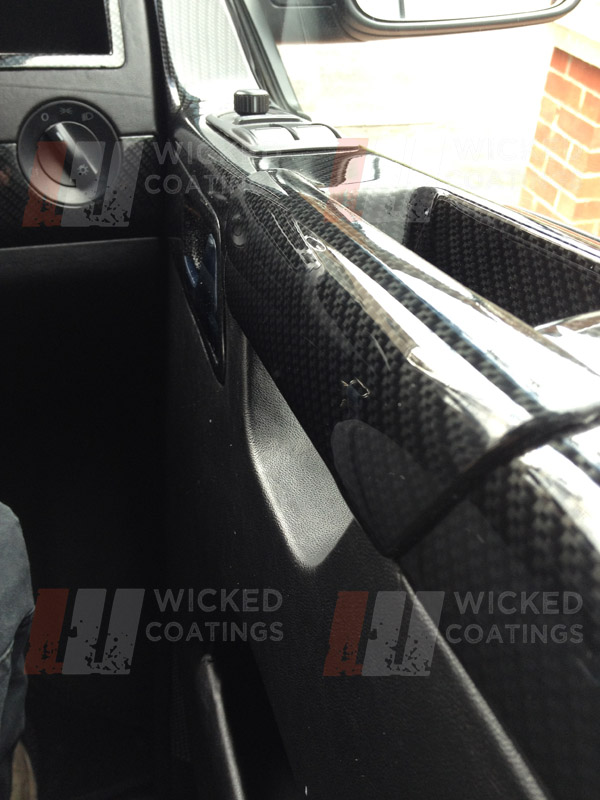 VW T5 door card tops in carbon