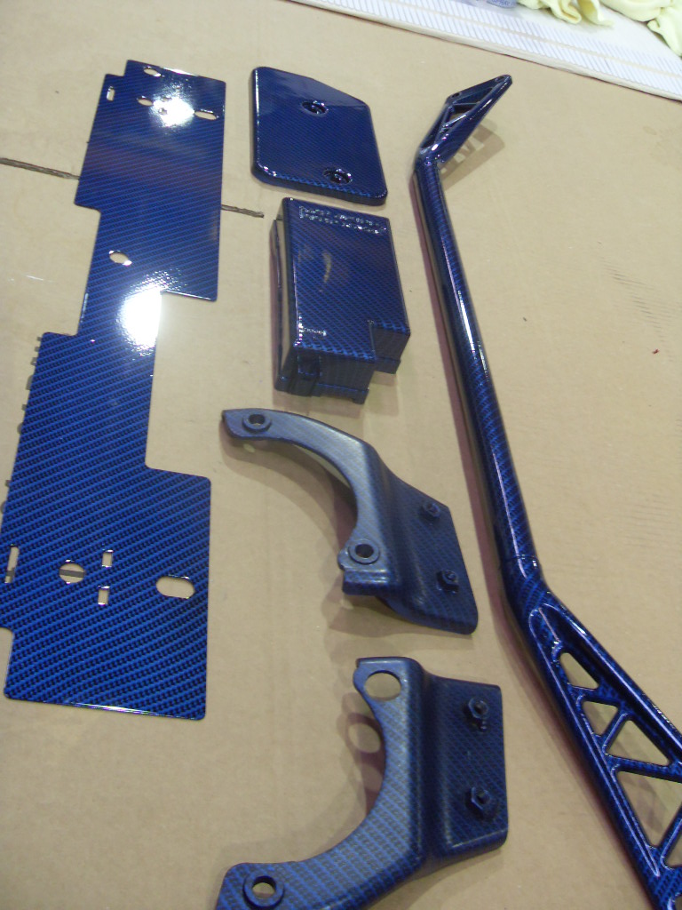 Blue carbon dipped car interior Volkswagen Golf
