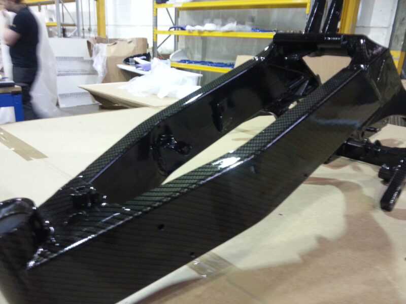 Motorbike parts coated in carbon fibre