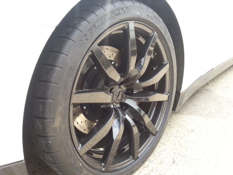 Nissan GTR Alloy Wheels Coated In Carbon Fibre Painted Black
