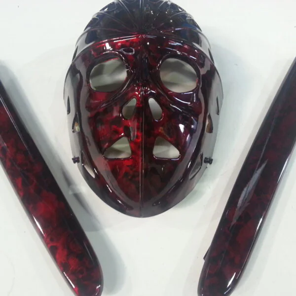 Hockey Mask Coated In Skull Hydrographic Film Painted Red
