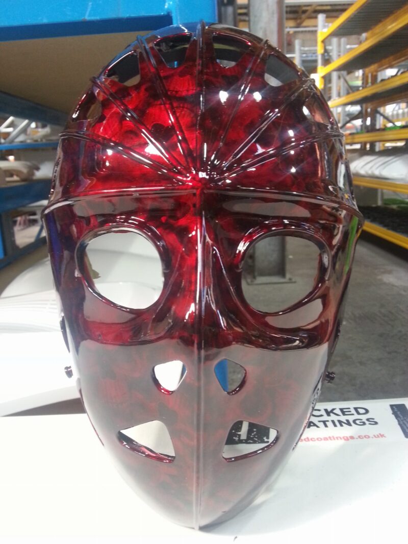 Hockey Mask Coated In Skull Hydrographic Film Painted Red