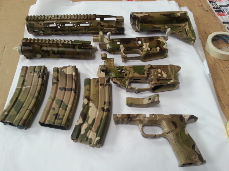 Gun Elements Coated In Military Camouflage Hydrographic Film