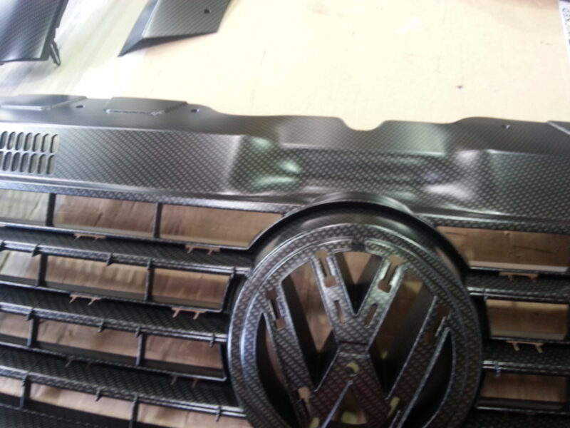 VW Exterior Various Parts Coated In Carbon Fibre Hydrographic Film Painted Black