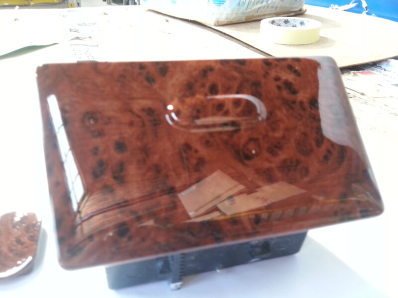 Car Interior Elements Coated In Wood Hydrographic Film