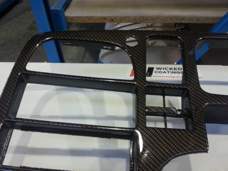 Car Interior Various Elements Coated In Carbon Fibre Hydrographic Film Painted Black