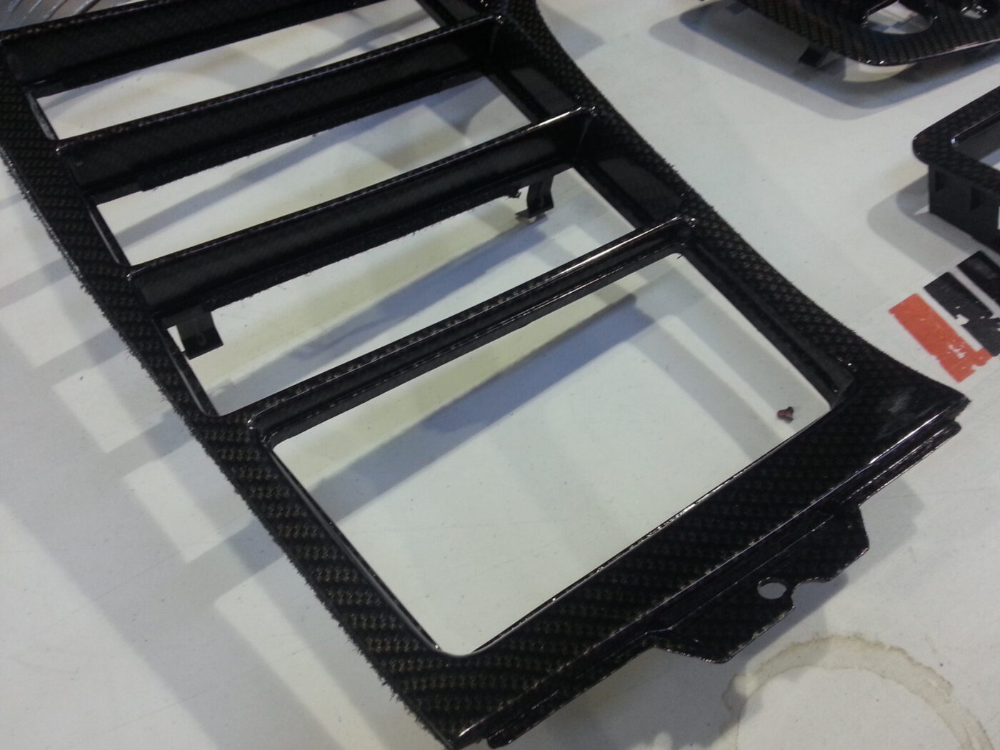 Car Interior Various Elements Coated In Carbon Fibre Hydrographic Film Painted Black