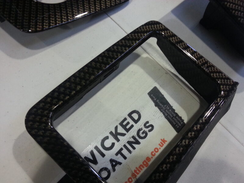 Car Interior Various Elements Coated In Carbon Fibre Hydrographic Film Painted Black