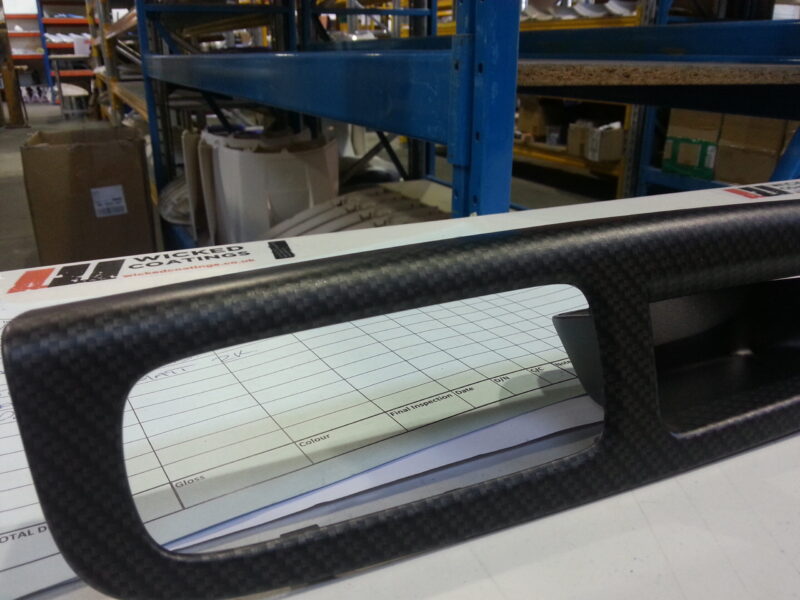 Car Interior Various Elements Coated In Carbon Fibre Hydrographic Film Painted Black