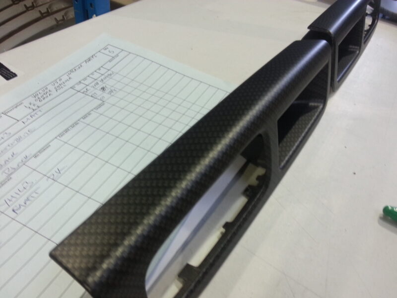Car Interior Various Elements Coated In Carbon Fibre Hydrographic Film Painted Black