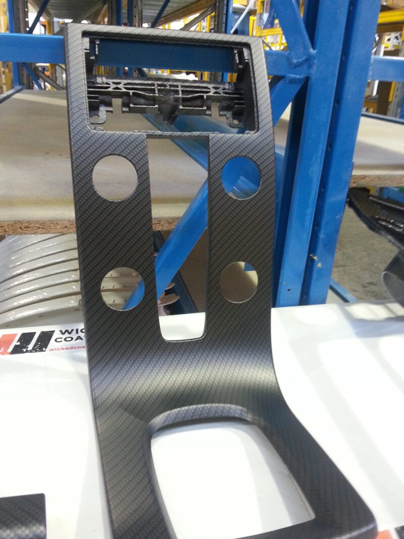 Car Interior Various Elements Coated In Carbon Fibre Hydrographic Film Painted Black