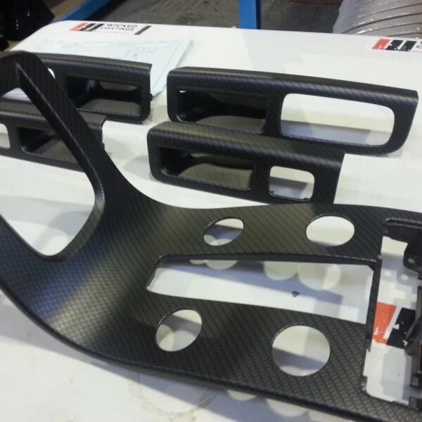 Car Interior Various Elements Coated In Carbon Fibre Hydrographic Film Painted Black