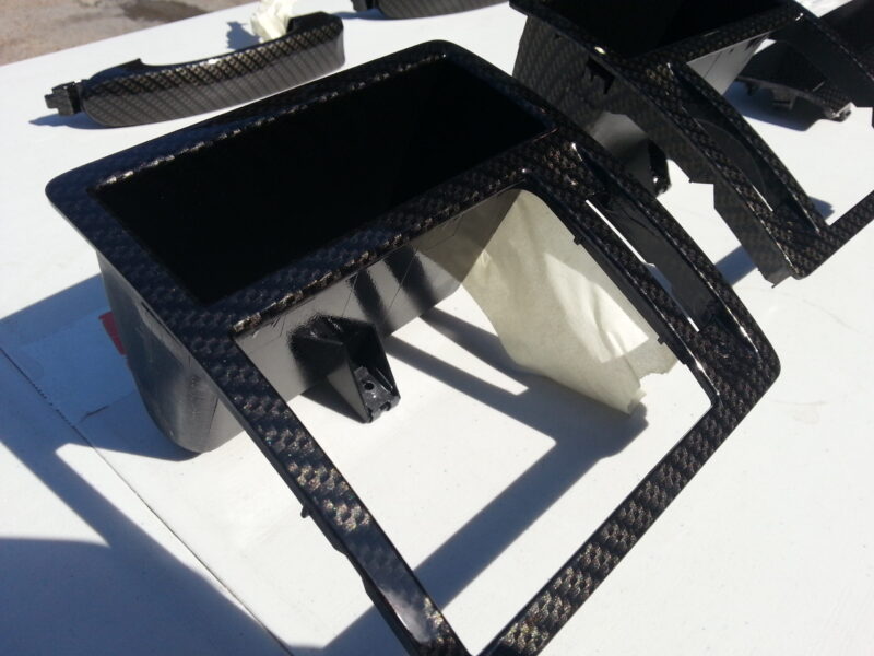 Car Interior Various Elements Coated In Carbon Fibre Hydrographic Film Painted Black