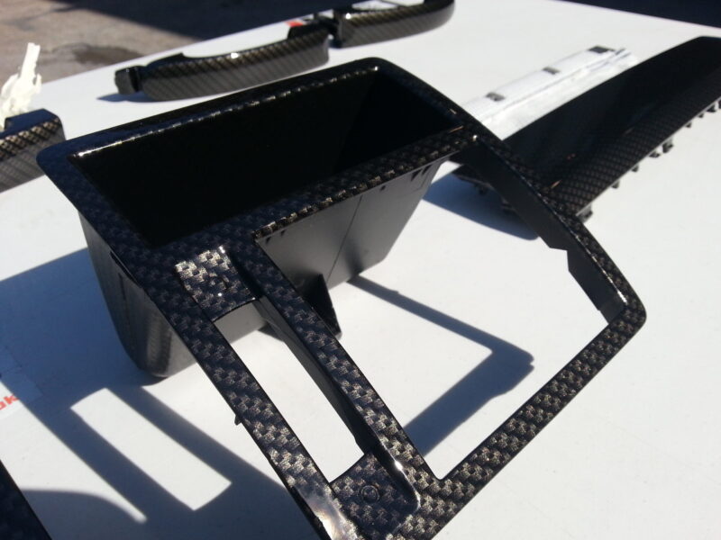 Car Interior Various Elements Coated In Carbon Fibre Hydrographic Film Painted Black