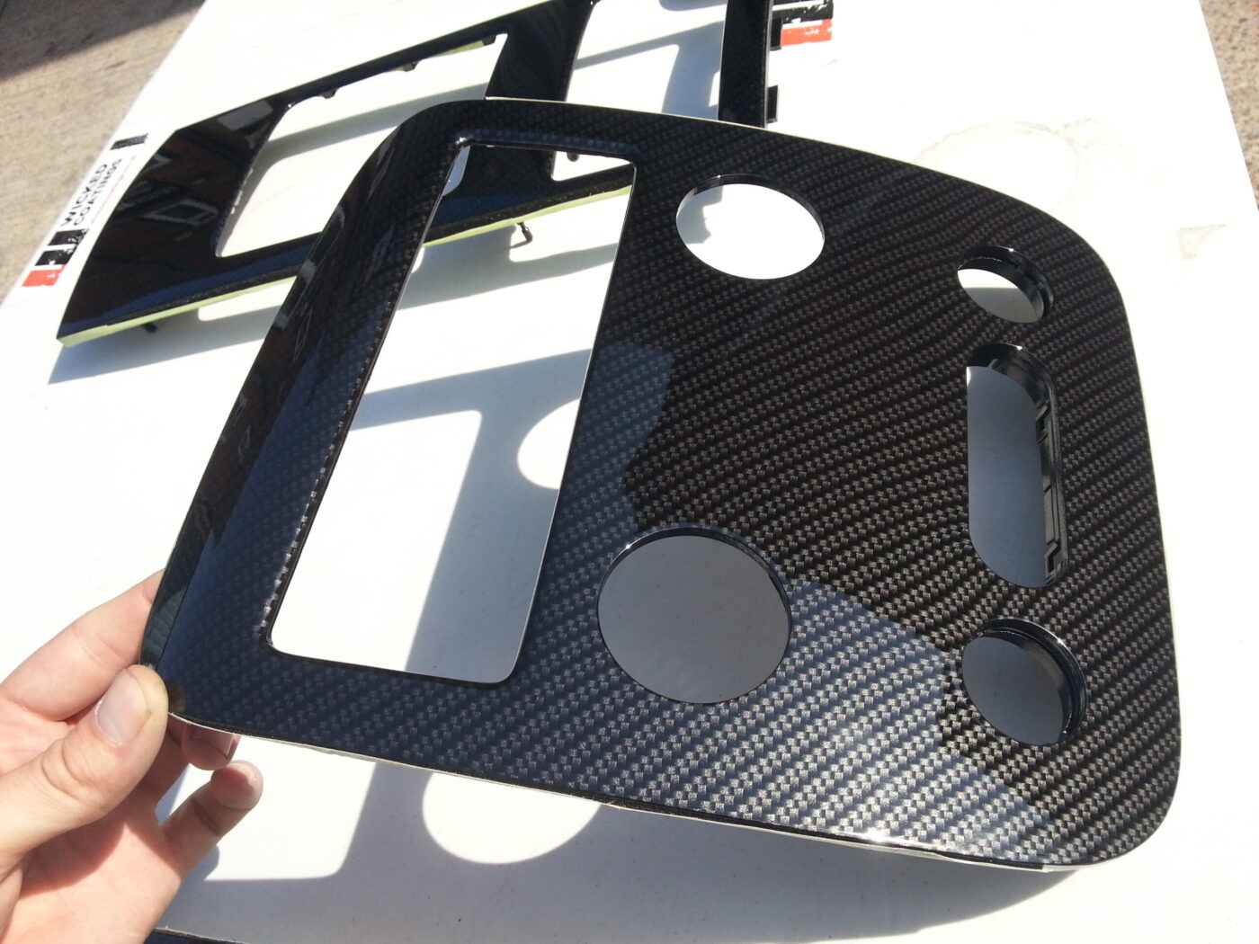 Car Interior Various Elements Coated In Carbon Fibre Hydrographic Film Painted Black