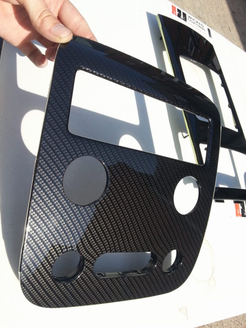 Car Interior Various Elements Coated In Carbon Fibre Hydrographic Film Painted Black