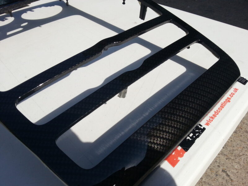 Car Interior Various Elements Coated In Carbon Fibre Hydrographic Film Painted Black
