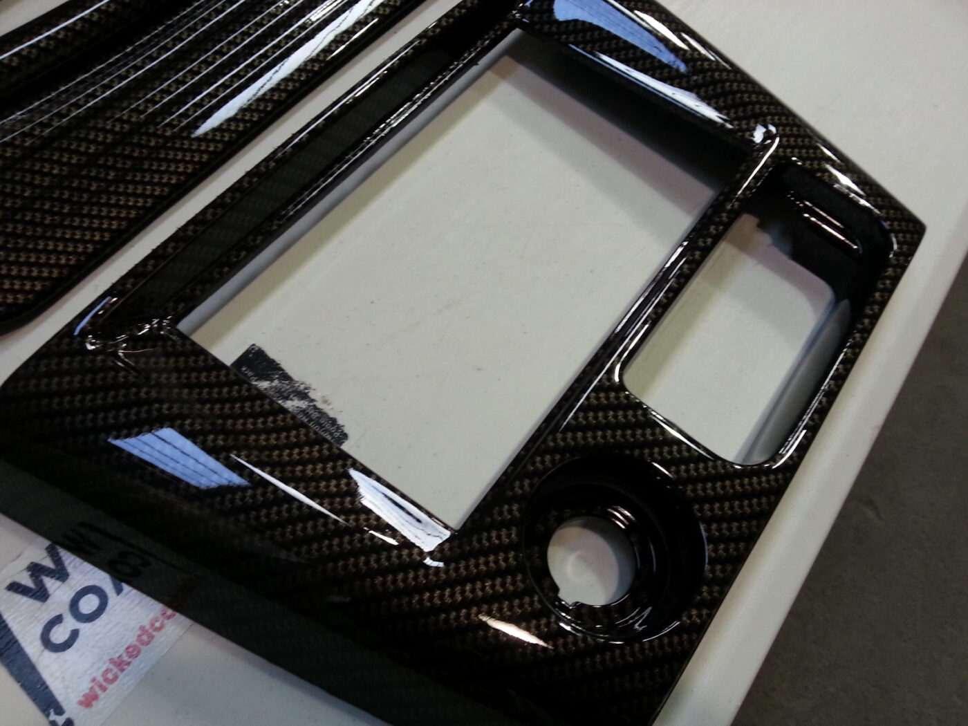 Car Interior Various Elements Coated In Carbon Fibre Hydrographic Film Painted Black