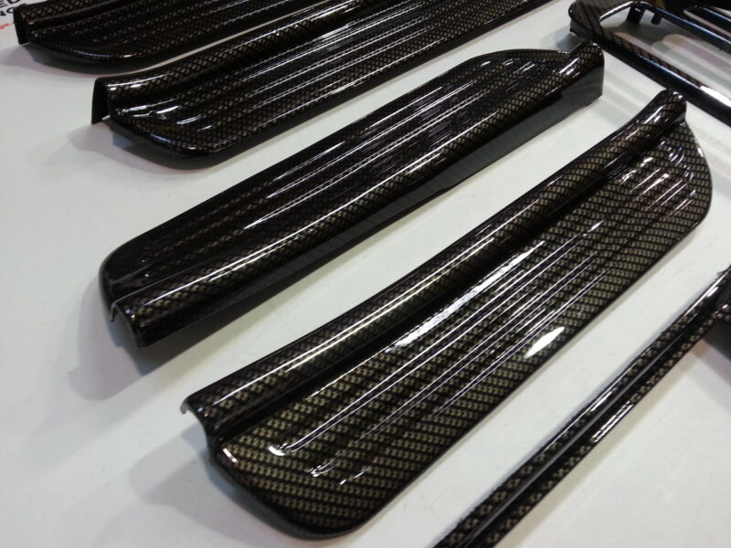 Car Interior Various Elements Coated In Carbon Fibre Hydrographic Film Painted Black