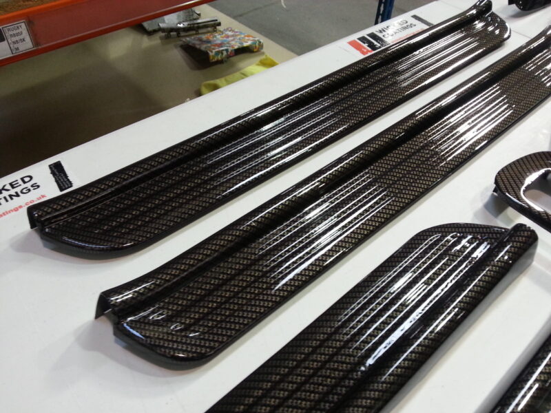 Car Interior Various Elements Coated In Carbon Fibre Hydrographic Film Painted Black