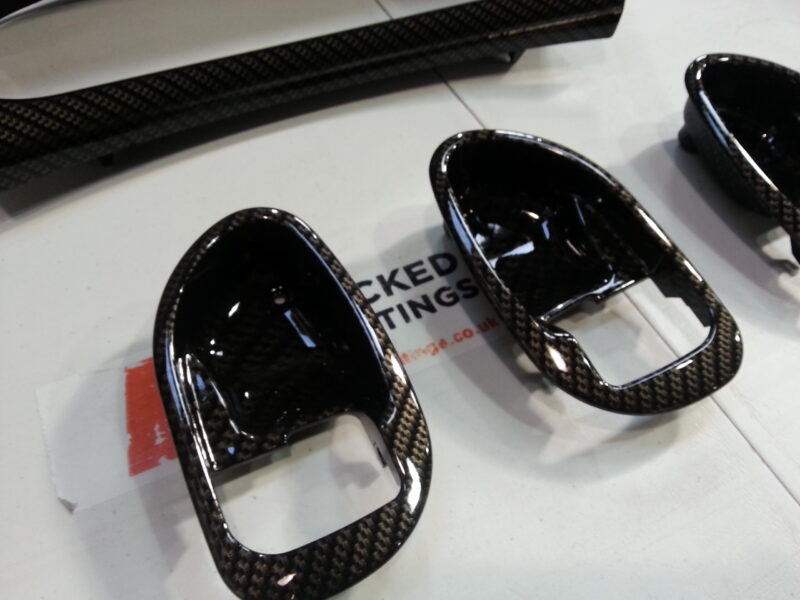 Car Interior Various Elements Coated In Carbon Fibre Hydrographic Film Painted Black