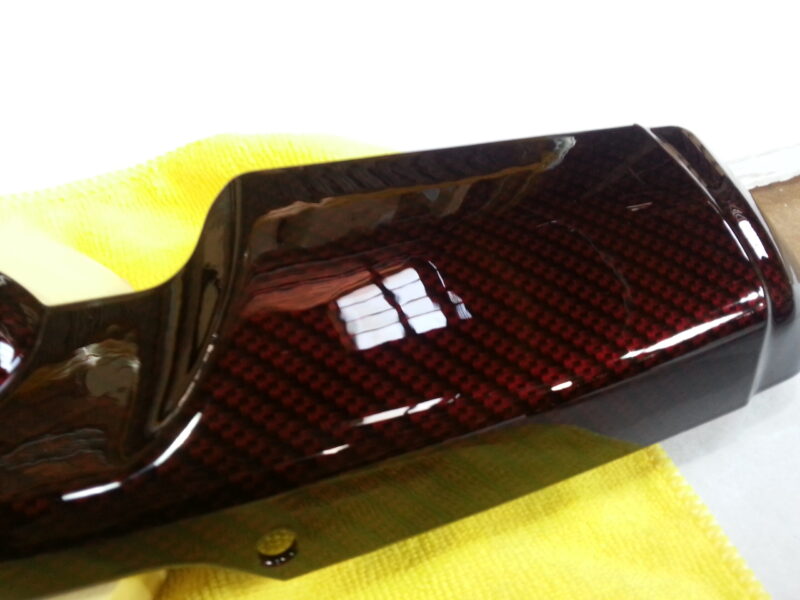 Car Engine Parts Coated In Carbon Fibre Hydrographic Film Painted Dark Red