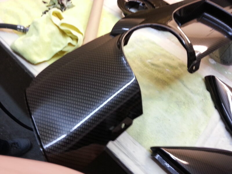 Car Interior Various Parts Coated In Carbon Fibre Hydrographic Film Painted Black