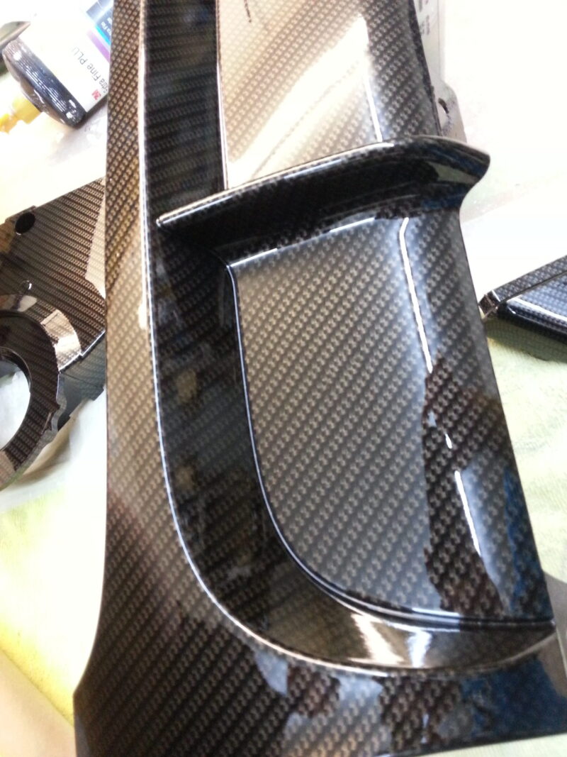 Car Interior Various Parts Coated In Carbon Fibre Hydrographic Film Painted Black