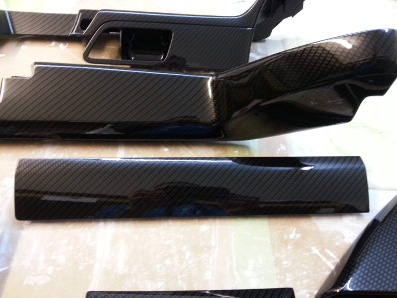 Car Interior Various Parts Coated In Carbon Fibre Hydrographic Film Painted Black