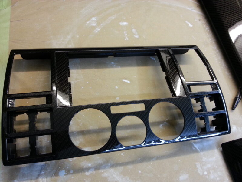 Car Interior Various Parts Coated In Carbon Fibre Hydrographic Film Painted Black