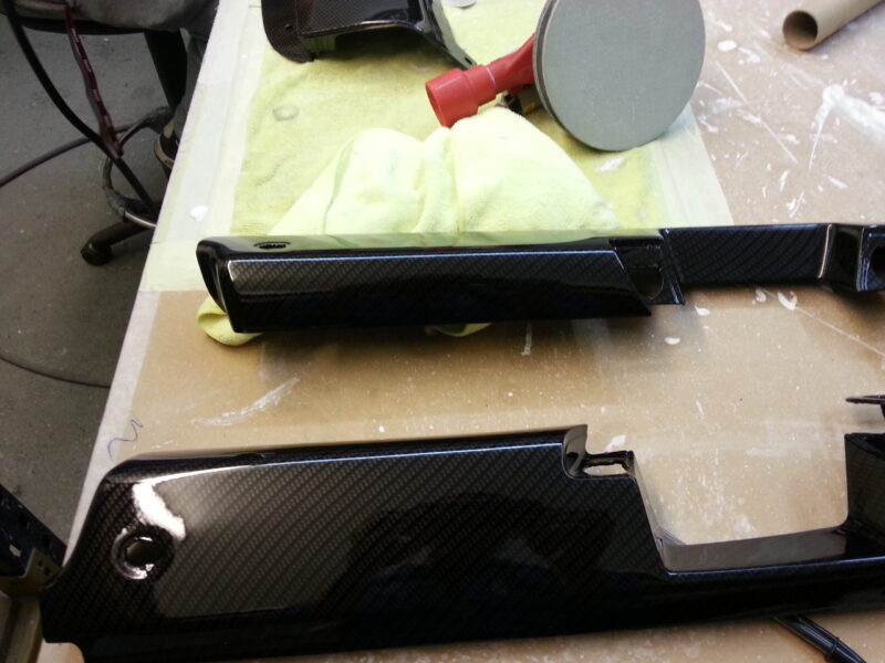 Car Interior Various Parts Coated In Carbon Fibre Hydrographic Film Painted Black