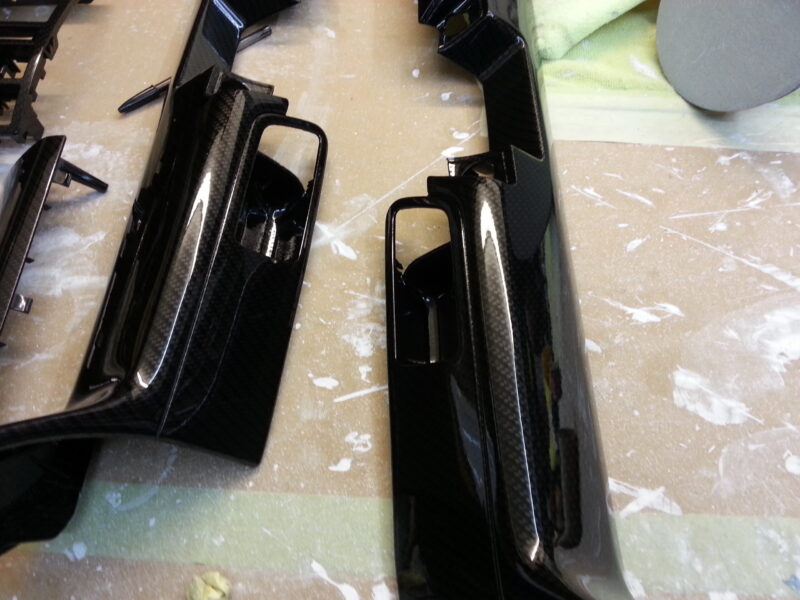 Car Interior Various Parts Coated In Carbon Fibre Hydrographic Film Painted Black