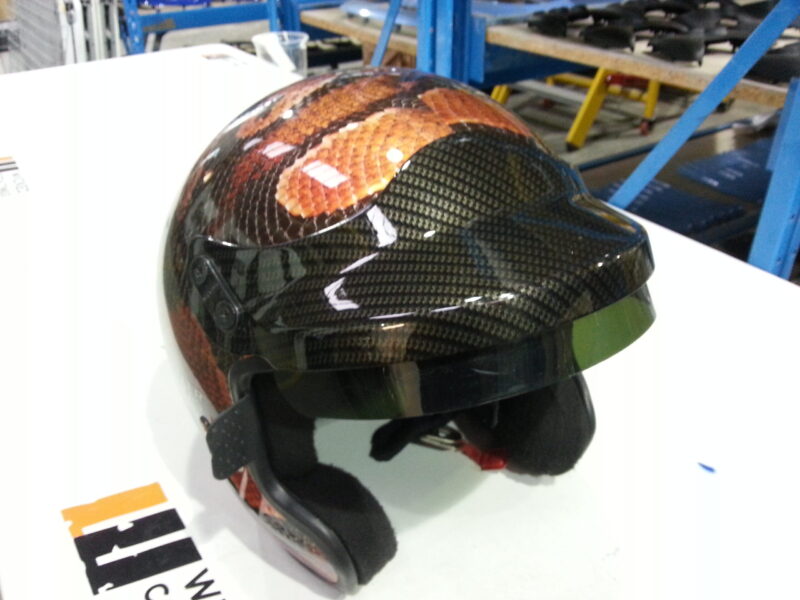 Motorbike Helmet Coated In Snake Skin