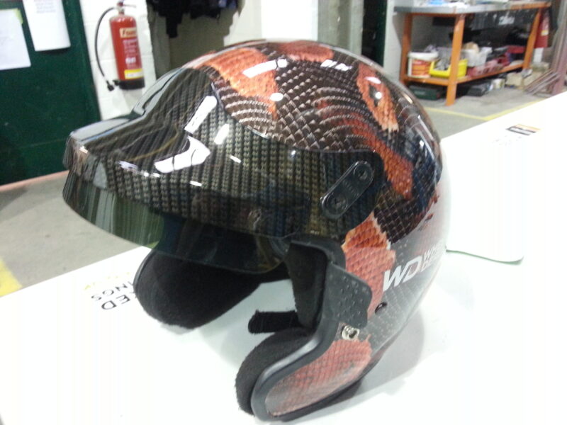 Motorbike Helmet Coated In Snake Skin
