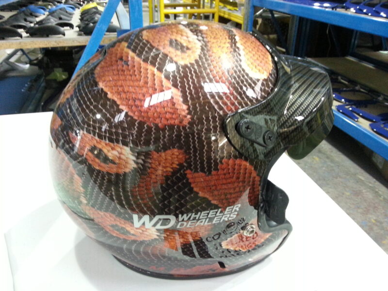 Motorbike Helmet Coated In Snake Skin