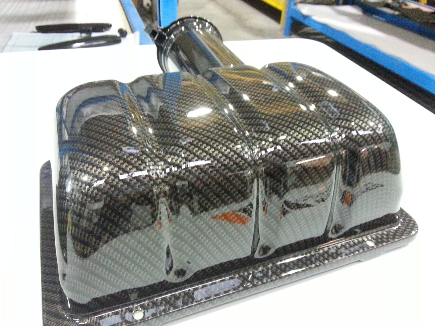 Car Air Filter Case Coated In Carbon Fibre Hydrographic Film Painted Black