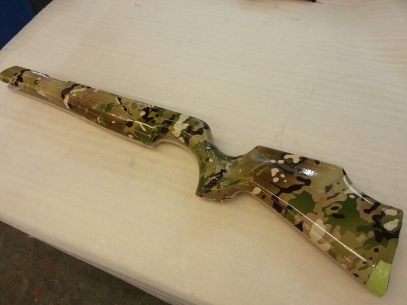 Gun Coated In Military Camouflage Hydrographic Film