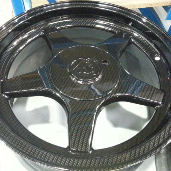 Lotus Alloy Wheels Coated In Carbon Fibre Hydrographic Film Painted Black
